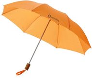 20" Oho-sateenvarjo, taitettava, oranssi liikelahja logopainatuksella