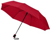 21" Wali-sateenvarjo, taitettava, automaattisesti avautuva, punainen liikelahja logopainatuksella