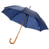 23" Jova-sateenvarjo, puinen varsi ja kahva, tummansininen liikelahja logopainatuksella