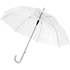 23" Kate-sateenvarjo puukahvalla, läpinäkyvä, automaattisesti avautuva, läpinäkyvä-valkoinen liikelahja logopainatuksella