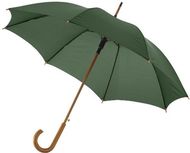 23" Kyle-sateenvarjo, automaattisesti avautuva, puinen varsi, metsä-vihreä liikelahja logopainatuksella