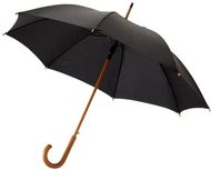23" Kyle-sateenvarjo, automaattisesti avautuva, puinen varsi, musta liikelahja logopainatuksella