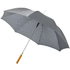 23" Lisa-sateenvarjo puukahvalla, automaattisesti avautuva, harmaa liikelahja logopainatuksella