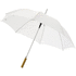 23" Lisa-sateenvarjo puukahvalla, automaattisesti avautuva, valkoinen liikelahja logopainatuksella