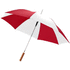 23" Lisa-sateenvarjo puukahvalla, automaattisesti avautuva, valkoinen, punainen liikelahja logopainatuksella