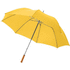 30" Karl-golfsateenvarjo puukahvalla, keltainen liikelahja logopainatuksella