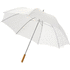 30" Karl-golfsateenvarjo puukahvalla, valkoinen liikelahja logopainatuksella