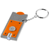 Allegro-LED-avainvalo kolikkokotelolla, hopea, oranssi liikelahja logopainatuksella