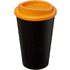 Americano® 350 ml eristetty muki, musta, oranssi liikelahja logopainatuksella