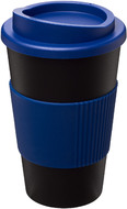 Americano® 350 ml eristetty muki oterenkaalla, sininen, musta liikelahja logopainatuksella