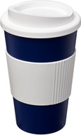 Americano® 350 ml eristetty muki oterenkaalla, valkoinen, sininen liikelahja logopainatuksella