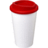 Americano® 350 ml eristetty muki, valkoinen, punainen liikelahja logopainatuksella