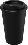 Americano® 350 ml:n eristetty kahvimuki, musta liikelahja logopainatuksella