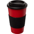 Americano® 350 ml:n eristetty kahvimuki ottimella, musta, punainen liikelahja logopainatuksella