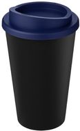 Americano® Eco -kahvimuki kierrätetystä materiaalista, 350 ml, sininen, musta liikelahja logopainatuksella