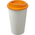 Americano® Eco -kahvimuki kierrätetystä materiaalista, 350 ml, valkoinen, oranssi liikelahja logopainatuksella