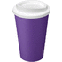 Americano® Eco -kahvimuki kierrätetystä materiaalista, 350 ml, valkoinen, violetti liikelahja logopainatuksella