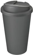Americano® Eco -kahvimuki kierrätetystä materiaalista, läikyttämätön, 350 ml, harmaa liikelahja logopainatuksella
