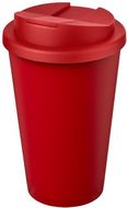 Americano® Eco -kahvimuki kierrätetystä materiaalista, läikyttämätön, 350 ml, punainen liikelahja logopainatuksella