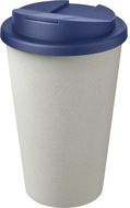 Americano® Eco -kahvimuki kierrätetystä materiaalista, läikyttämätön, 350 ml, sininen, valkoinen liikelahja logopainatuksella