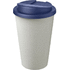 Americano® Eco -kahvimuki kierrätetystä materiaalista, läikyttämätön, 350 ml, sininen, valkoinen liikelahja logopainatuksella