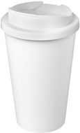 Americano® Eco -kahvimuki kierrätetystä materiaalista, läikyttämätön, 350 ml, valkoinen liikelahja logopainatuksella