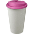 Americano® Eco -kahvimuki kierrätetystä materiaalista, läikyttämätön, 350 ml, valkoinen, ruusu liikelahja logopainatuksella