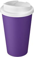 Americano® Eco -kahvimuki kierrätetystä materiaalista, läikyttämätön, 350 ml, valkoinen, violetti liikelahja logopainatuksella