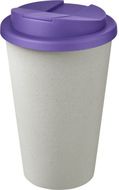 Americano® Eco -kahvimuki kierrätetystä materiaalista, läikyttämätön, 350 ml, violetti, valkoinen liikelahja logopainatuksella