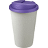 Americano® Eco -kahvimuki kierrätetystä materiaalista, läikyttämätön, 350 ml, violetti, valkoinen liikelahja logopainatuksella