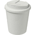 Americano® Espresso 250 ml kahvimuki kierrätetystä materiaalista läikkymiseltä estävällä kannella, valkoinen, musta liikelahja logopainatuksella