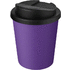 Americano® Espresso 250 ml kahvimuki kierrätetystä materiaalista läikkymiseltä estävällä kannella, violetti, musta liikelahja logopainatuksella