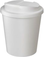 Americano® Espresso 250 ml muki, läikyttämätön kansi, valkoinen liikelahja logopainatuksella