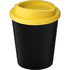 Americano® Espresso Eco 250 ml juomamuki kierrätetystä materiaalista, keltainen, musta liikelahja logopainatuksella