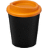 Americano® Espresso Eco 250 ml juomamuki kierrätetystä materiaalista, musta, oranssi liikelahja logopainatuksella