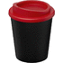 Americano® Espresso Eco 250 ml juomamuki kierrätetystä materiaalista, musta, punainen liikelahja logopainatuksella