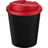 Americano® Espresso Eco 250 ml kahvimuki kierrätetystä materiaalista läikkymistä estävällä kannella, musta, punainen liikelahja logopainatuksella