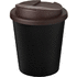 Americano® Espresso Eco 250 ml kahvimuki kierrätetystä materiaalista. Läikkymätön kansi., ruskea, musta liikelahja logopainatuksella