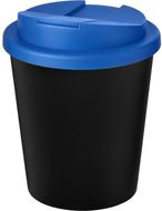 Americano® Espresso Eco 250 ml kahvimuki kierrätetystä materiaalista. Läikkymätön kansi., sininen, musta liikelahja logopainatuksella