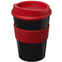 Americano® Medio 300 ml muki oterenkaalla, musta, punainen liikelahja logopainatuksella