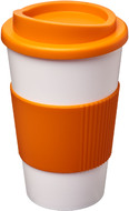 Americano® 350 ml eristetty muki oterenkaalla, valkoinen, oranssi liikelahja logopainatuksella