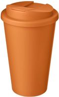 Americano® 350 ml muki, läikyttämätön kansi, oranssi liikelahja logopainatuksella