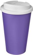 Americano® 350 ml muki, läikyttämätön kansi, valkoinen, violetti liikelahja logopainatuksella