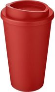 Americano® 350 ml:n eristetty kahvimuki, punainen liikelahja logopainatuksella