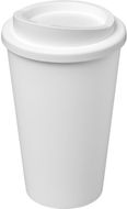 Americano® 350 ml:n eristetty kahvimuki, valkoinen liikelahja logopainatuksella