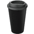 Americano® Eco -kahvimuki kierrätetystä materiaalista, 350 ml, harmaa, musta liikelahja logopainatuksella