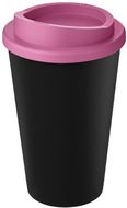 Americano® Eco -kahvimuki kierrätetystä materiaalista, 350 ml, musta, ruusu liikelahja logopainatuksella