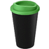 Americano® Eco -kahvimuki kierrätetystä materiaalista, 350 ml, musta, vihreä liikelahja logopainatuksella