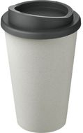 Americano® Eco -kahvimuki kierrätetystä materiaalista, 350 ml, valkoinen, harmaa liikelahja logopainatuksella