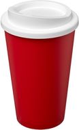 Americano® Eco -kahvimuki kierrätetystä materiaalista, 350 ml, valkoinen, punainen liikelahja logopainatuksella
